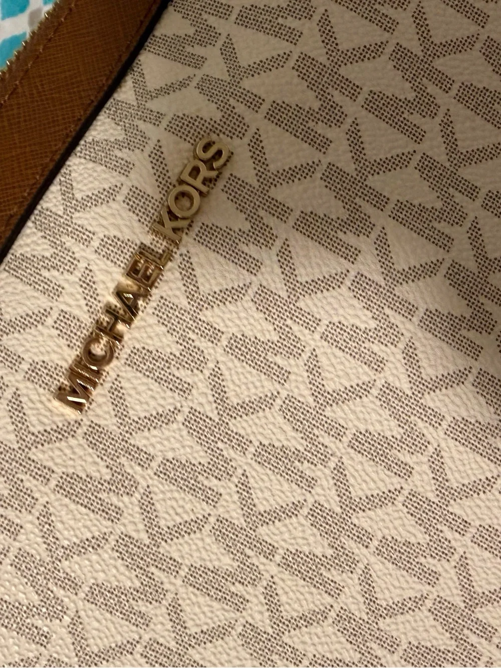 Michael Kors Cream MK Logo Crossbody with Brown Trim